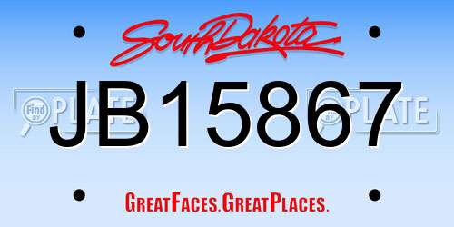 JB15867 South Dakota License Plate