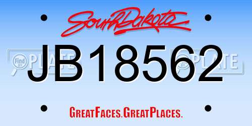 JB18562 South Dakota License Plate