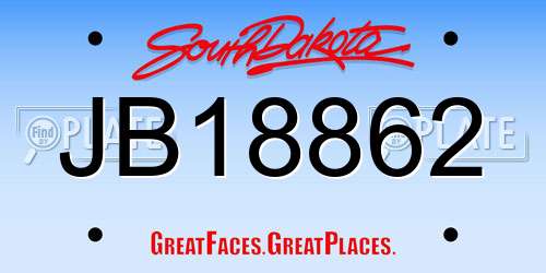 JB18862 South Dakota License Plate