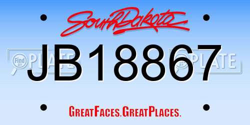JB18867 South Dakota License Plate