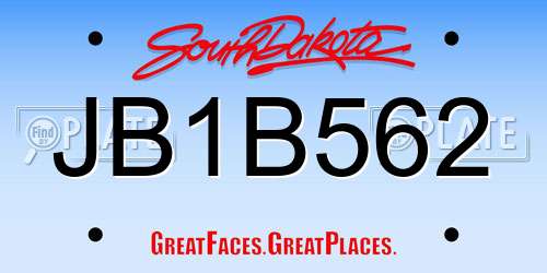 JB1B562 South Dakota License Plate