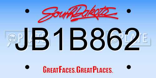 JB1B862 South Dakota License Plate