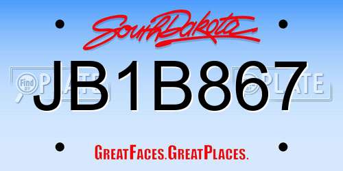 JB1B867 South Dakota License Plate