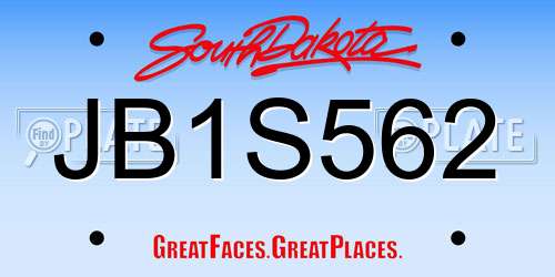 JB1S562 South Dakota License Plate