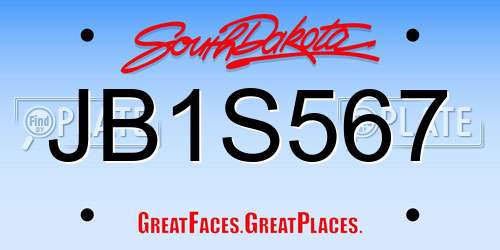 JB1S567 South Dakota License Plate