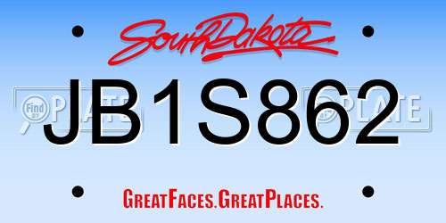 JB1S862 South Dakota License Plate