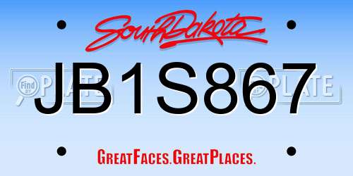 JB1S867 South Dakota License Plate