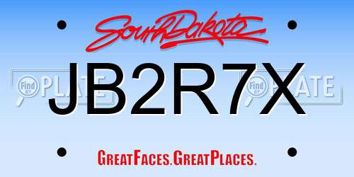 JB2R7X South Dakota License Plate