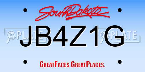 JB4Z1G South Dakota License Plate