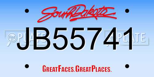 JB55741 South Dakota License Plate