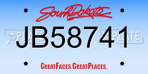 JB58741 South Dakota License Plate