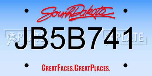 JB5B741 South Dakota License Plate
