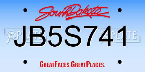 JB5S741 South Dakota License Plate