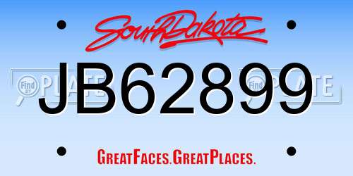 JB62899 South Dakota License Plate