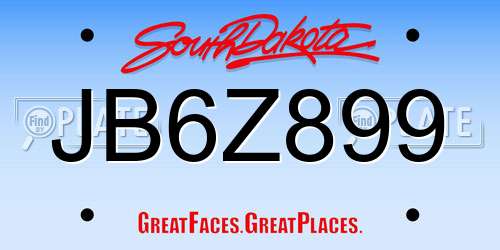 JB6Z899 South Dakota License Plate