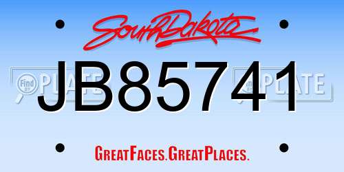 JB85741 South Dakota License Plate