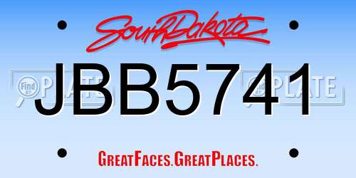 JBB5741 South Dakota License Plate