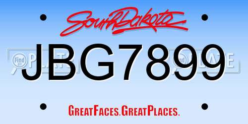 JBG7899 South Dakota License Plate
