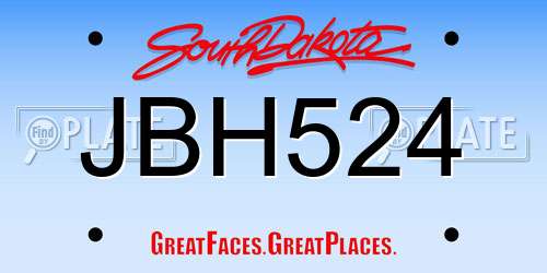 JBH524 South Dakota License Plate