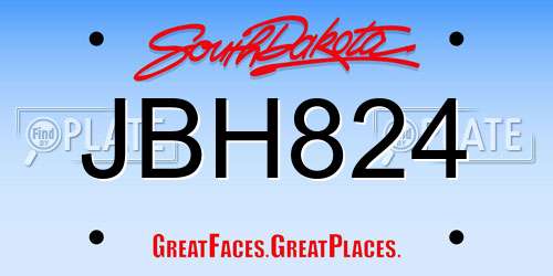 JBH824 South Dakota License Plate