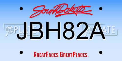 JBH82A South Dakota License Plate