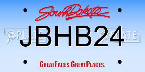 JBHB24 South Dakota License Plate