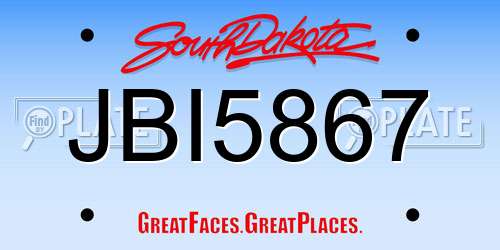 JBI5867 South Dakota License Plate