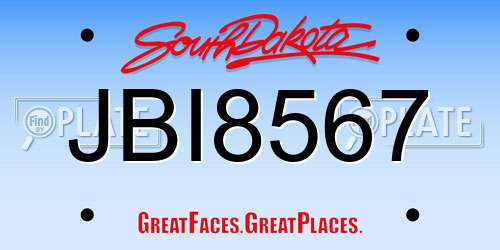 JBI8567 South Dakota License Plate