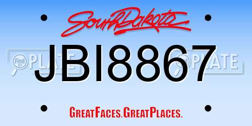 JBI8867 South Dakota License Plate