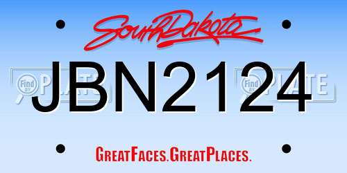 JBN2124 South Dakota License Plate