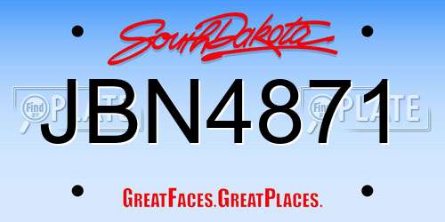 JBN4871 South Dakota License Plate
