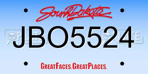 JBO5524 South Dakota License Plate