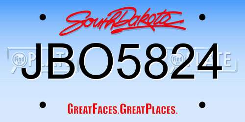 JBO5824 South Dakota License Plate