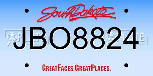 JBO8824 South Dakota License Plate