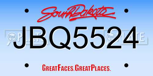 JBQ5524 South Dakota License Plate