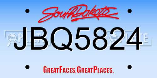 JBQ5824 South Dakota License Plate