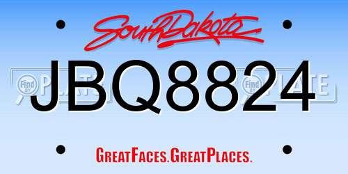 JBQ8824 South Dakota License Plate