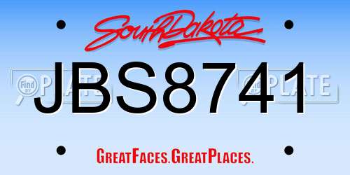 JBS8741 South Dakota License Plate