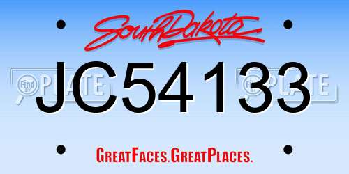 JC54133 South Dakota License Plate