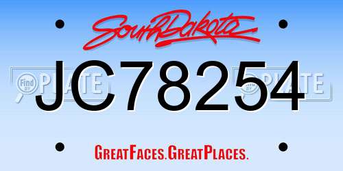 JC78254 South Dakota License Plate