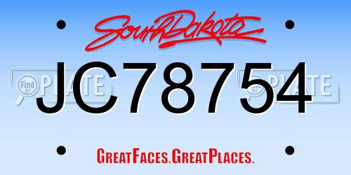 JC78754 South Dakota License Plate