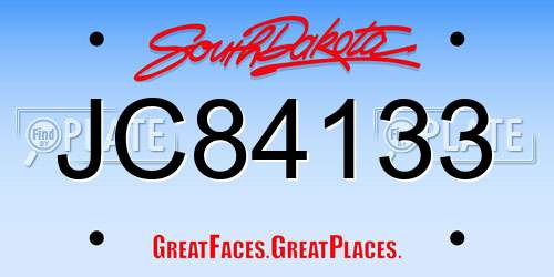 JC84133 South Dakota License Plate