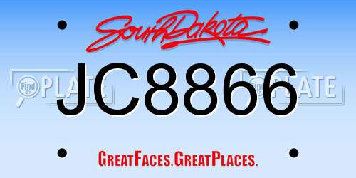 JC8866 South Dakota License Plate