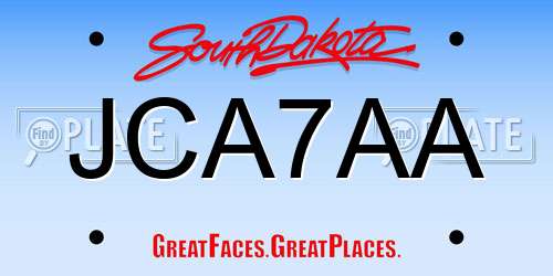 JCA7AA South Dakota License Plate