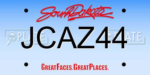 JCAZ44 South Dakota License Plate