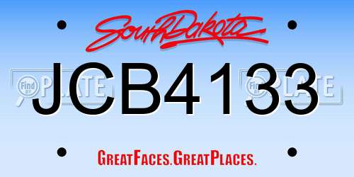 JCB4133 South Dakota License Plate