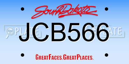 JCB566 South Dakota License Plate