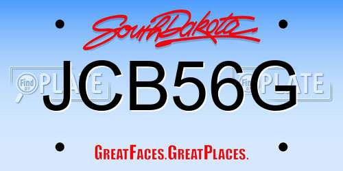 JCB56G South Dakota License Plate