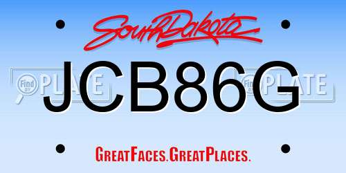 JCB86G South Dakota License Plate