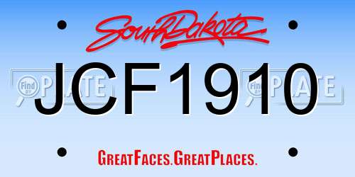 JCF1910 South Dakota License Plate